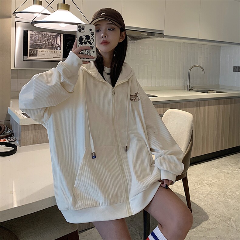 中性风高克重水洗灯芯绒开衫夹克2024新款春季情侣装外套女P68,男装夹克,电商C306-1