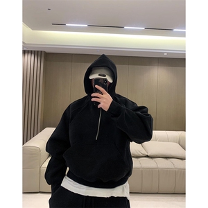 抖音得物高品质二开 26春装重磅宽松结构拉链设计高领连帽卫衣W76图片