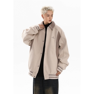 秋季新款港风日系拼色宽松翻领夹克外套男XZ213-JK9911-P90控108