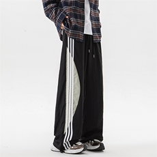 8XL-M加绒加厚条纹工装裤束脚休闲阔腿美式运动裤男K9116P58控78，男装休闲裤，电商D206-1