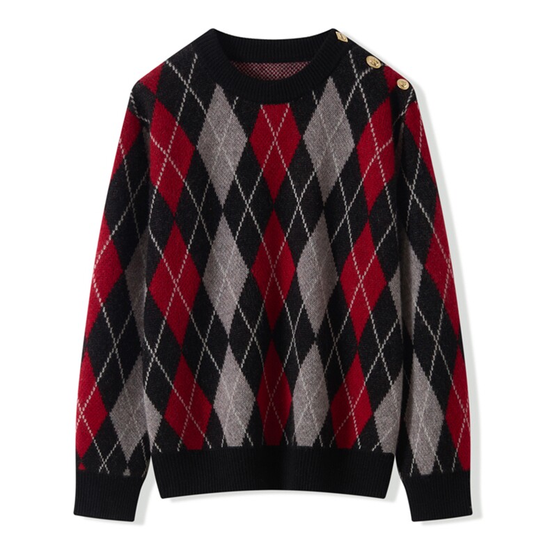 2025秋冬百搭时尚简约方块圆领针织衫，女装羊绒衫，昭美纯山羊绒