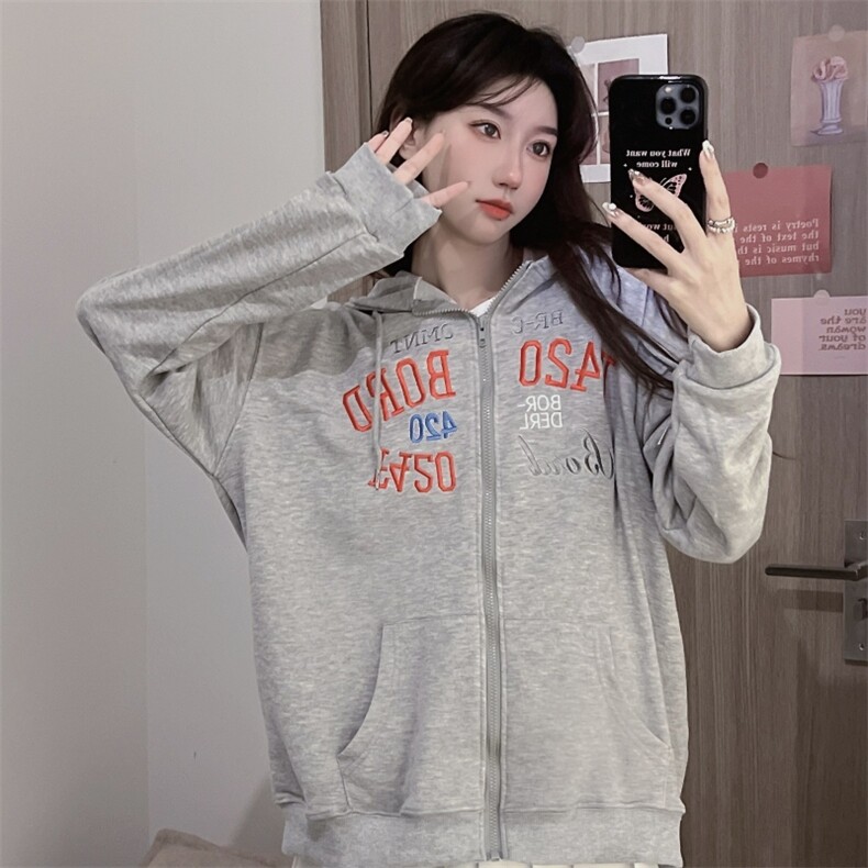 潮牌卫衣设计感刺绣上衣秋冬韩版宽松情侣开衫连帽卫衣E563-P40,男装卫衣,星座911-2(原星座613-2）