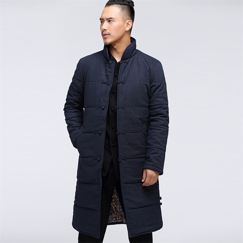 2025冬季唐装风男棉衣加厚中长款男中式立领棉服8652-P180图片