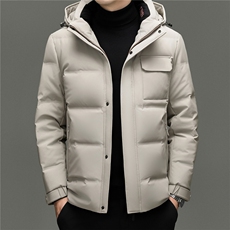2025新款冬季男可脱卸帽短款90%白鸭绒羽绒服大衣加厚羽绒服外套，男装羽绒服，钱塘723