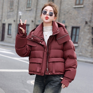 欧货显瘦短款羽绒服女2025冬季新款加厚宽松连帽小个子白鸭绒外套图片