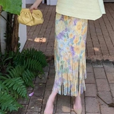 三宅风半身裙女夏褶皱碎花半身裙2025新款今年流行半身裙，女装半身裙，灵动羽绒服工厂