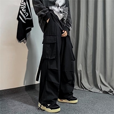 日系复古大口袋工装裤男春秋季美式高街宽松直筒束脚裤K4801-P36，男装休闲裤，星座512-2