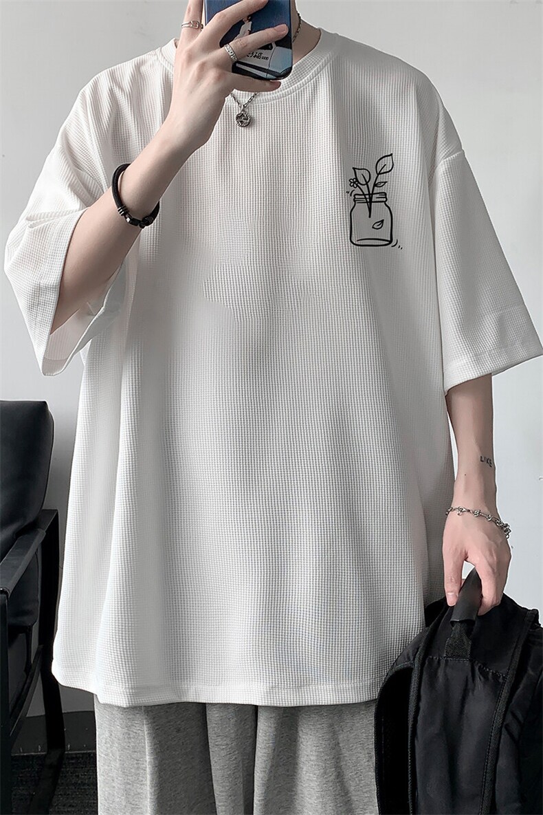 华夫格t恤男短袖男大码五分袖大皂风HT73430-P22,男装T恤,电商A040
