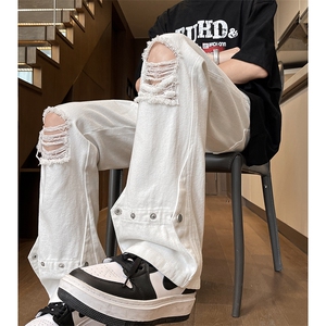 夏季ins美式高街 hiphop破洞铆钉牛仔裤货号K750P60图片