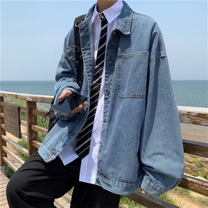 牛仔夹克秋季新款潮牌ins港味宽松浅色复古工装潮外套 W1247-P56图片