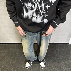 k1091-p45-控68M-5XL现货oversize怀旧蓝色风牛仔裤大码，男装牛仔裤，星座116