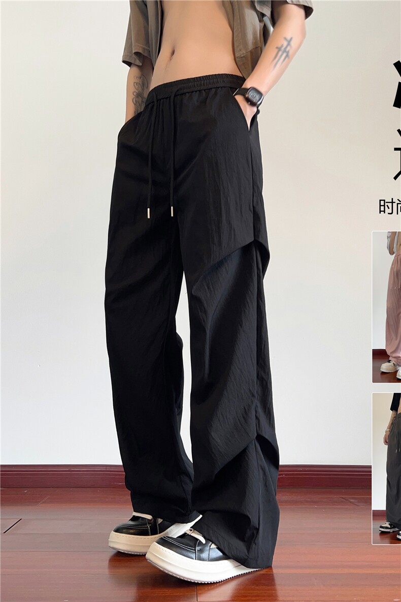 夏季新款潮冰丝垂感宽松松紧腰阔腿休闲裤B315-K24105-特P30控58,男装休闲裤,电商B315