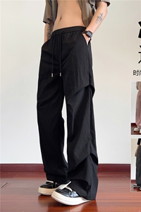 夏季新款潮冰丝垂感宽松松紧腰阔腿休闲裤B315-K24105-特P30控58图片