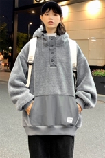 2023秋冬休闲羊羔绒上衣潮加厚连帽卫衣外套男女981-P90控价128，男装卫衣，电商A441-1
