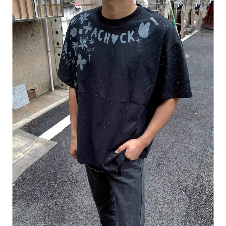 万针全刺绣工艺抖音得物高品质260克重磅纯棉双纱美式高街短袖T恤图片