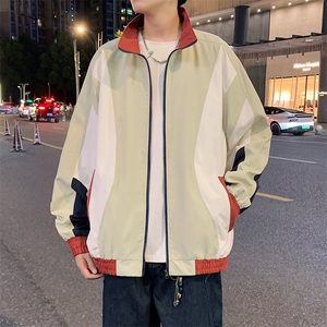 潮牌美式撞色拼接运动立领外套男宽松百搭夹克JK01571-P70图片