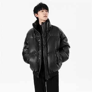 2025新款冬季立领PU皮棉服男保暖皮衣棉衣外套XZ212-QPY2421-P120图片