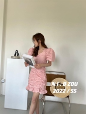 现货夏季新款韩版打褶连衣裙，女装连衣裙，你别走(4F)
