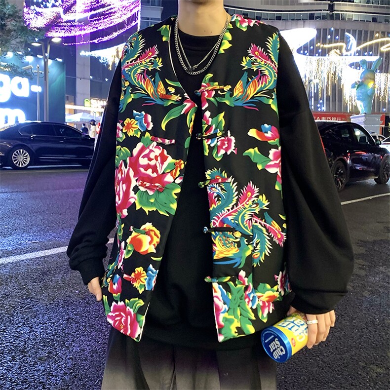 MJ203秋新东北大花盘扣马甲大码男女装学生青少年棉坎肩潮背心男,男装背心/马甲,星座115A(原星座507）