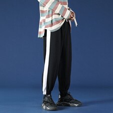 2021秋季新港风蒙马特日系大码男束脚九分条纹运动卫裤K2065-P38，男装休闲裤，电商A001