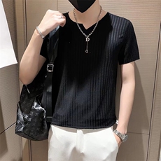 男士短袖t恤V领T恤纯色冰丝冰感修身半袖夏季韩版体恤T545-P30，男装T恤，星座1116A-2（原606A-1）