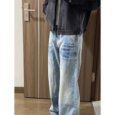 现货DK1830-特批38抖音得物高质量重磅水洗闪电纹牛仔裤，男装牛仔裤，星座603-2