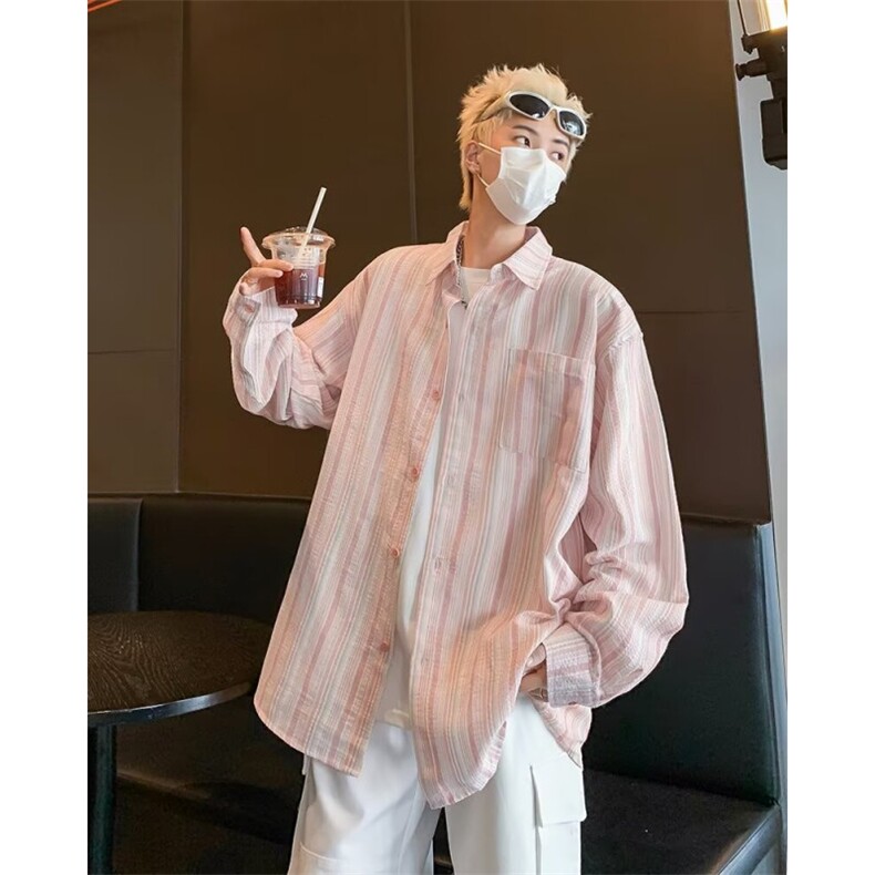 日系复古设计感条纹长袖衬衫男C152-P40,男装衬衫,星座1109-3
