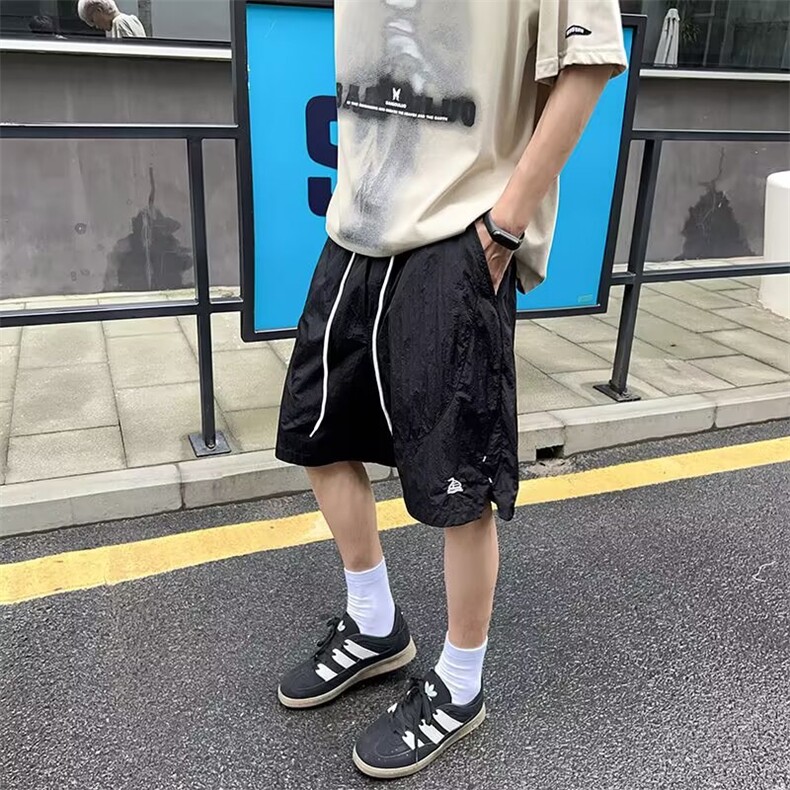 夏季新款美式短裤男潮牌薄款设计感小众宽松大码运动休闲五分裤子,男装牛仔裤,四季星座505