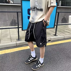 夏季新款美式短裤男潮牌薄款设计感小众宽松大码运动休闲五分裤子，男装牛仔裤，四季星座505