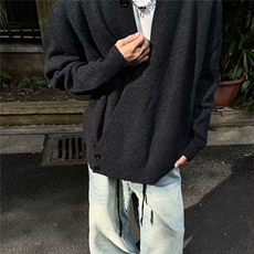 毛衣外套男日系潮牌重磅宽松立领针织开衫百搭上衣513AKS2568P53，男装针织衫/毛衣，星座513A