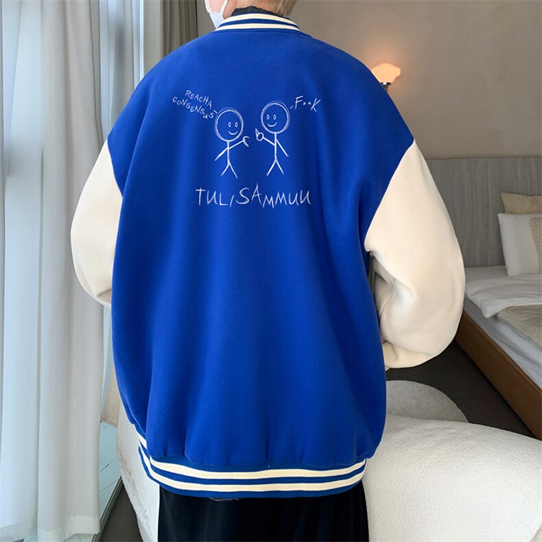 摇粒绒棒球服男大码开衫卫衣男夹克BF86302-P65,男装夹克,电商A040