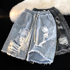 港风/夏季潮流破洞牛仔裤宽松大码短裤五分裤B315-K5018-P45控58，男装牛仔裤，电商B315