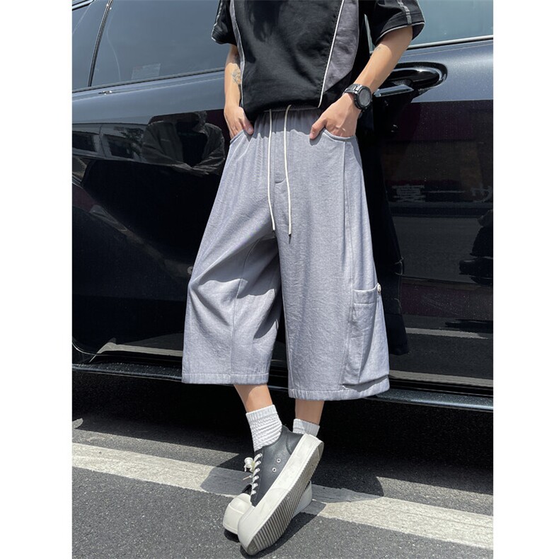 仿天丝牛仔高级感冰丝垂感休闲裤夏季新款潮牌七分裤男2562特批31图片
