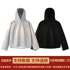 抖音得物品质26春装美式高街重磅纯色一粒扣连帽卫衣外套W85，女装短外套，电商A486