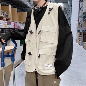 街头嘻哈机能风工装马甲男高街战术坎肩背心W512P35图片