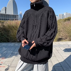 半拉链高领针织衫男女秋冬ins韩版慵懒毛衣oversize外套M432-P55，男装针织衫/毛衣，星座1008-1