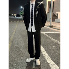 春秋高级感轻奢立体绣花重工亮片休闲西服外套套装男痞帅演出西装，男装西服套装，星座601-1