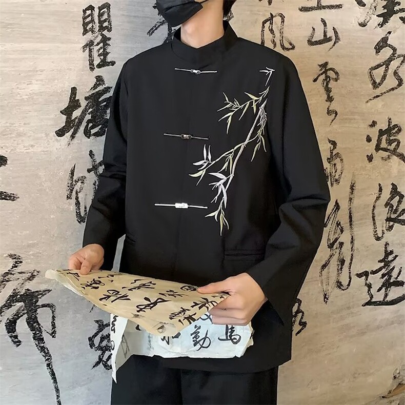风秋男立领西服夹克唐装金属盘扣竹刺绣中山装外套JK68P65,男装夹克,星座1013-1