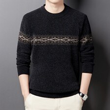 2021中青年男士秋冬新款加绒休闲时尚条纹针织毛衣外套DDD171-P90图片