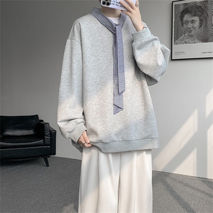 现货WY10145-特P48加绒P55  秋冬设计感宽松大码卫衣男上衣外套图片