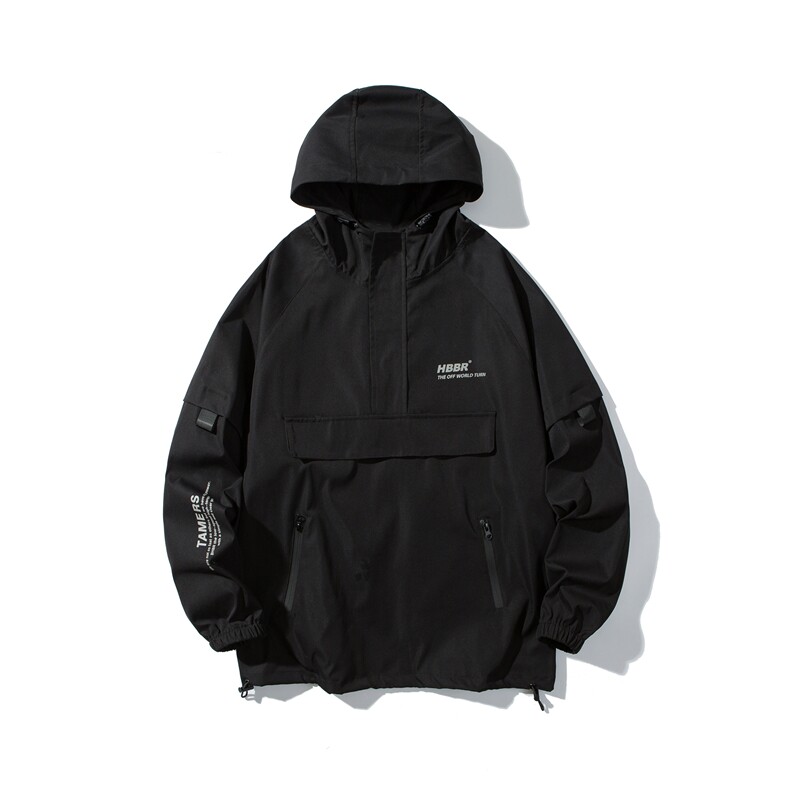 白底-春秋季半拉链套头冲锋衣男夹克7005-P55,男装夹克,电商B380（原B361）