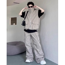 秋装工装机能风连帽背心套装男小众设计感拉链长裤两件套M8090，男装西服套装，星座1116A（原606A-3）