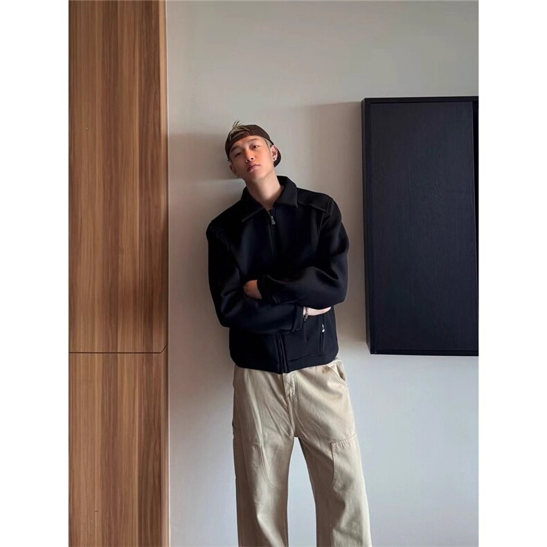开衫卫衣男士春秋季韩系宽松潮流休闲纯色翻领纯棉上衣外套,女装短外套,星座813-2