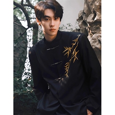 新中式男士订婚一套装立领中山装竹子刺绣礼服西装班服XW47，男装西服套装，星座1116A（原606A-3）