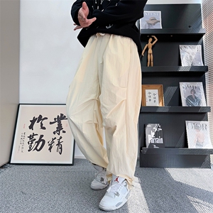 CK09/P68控98秋季中性风宽松速干松弛舒适百搭阔腿裤子杏首图片