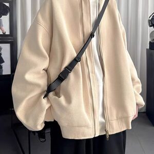 复古日系华夫格重磅棒球服外套男女春秋季潮牌情侣休闲百搭夹克图片