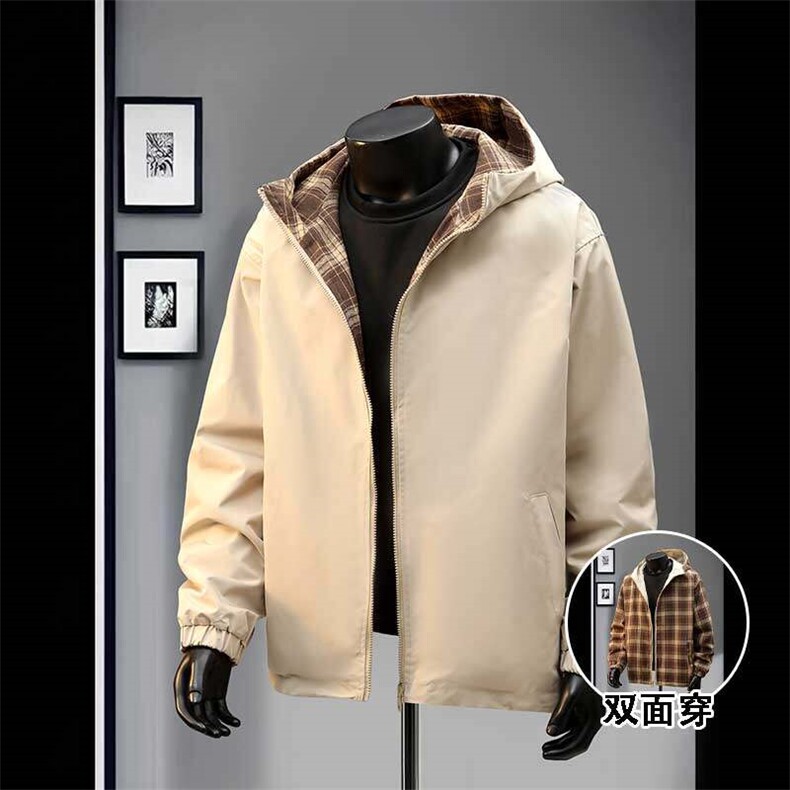 特批65春秋新款双面穿格子夹克外套男女同款连帽夹克外套JK2459，男装夹克，电商A128