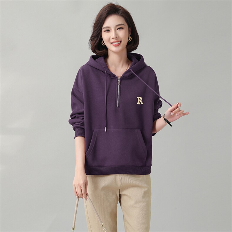 时尚宽松加绒卫衣女秋冬新款韩版百搭显瘦连帽长袖上衣外套潮,女装卫衣/绒衫,秋牧寒烟