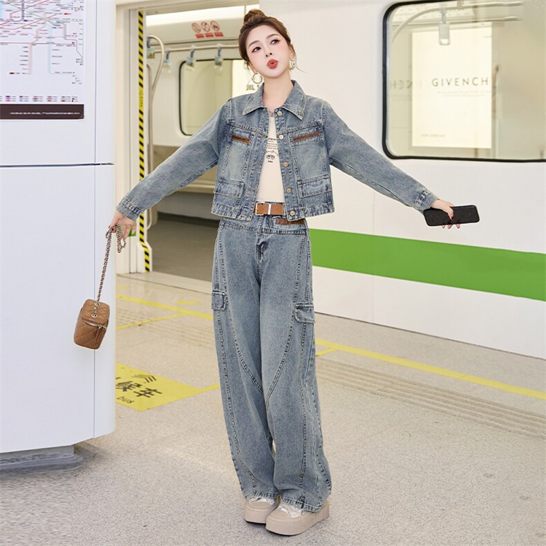 牛仔外套女洋气减龄显瘦春秋装2025新款轻熟风时尚气质两件套套装,女装套装/套裙,潮流依族