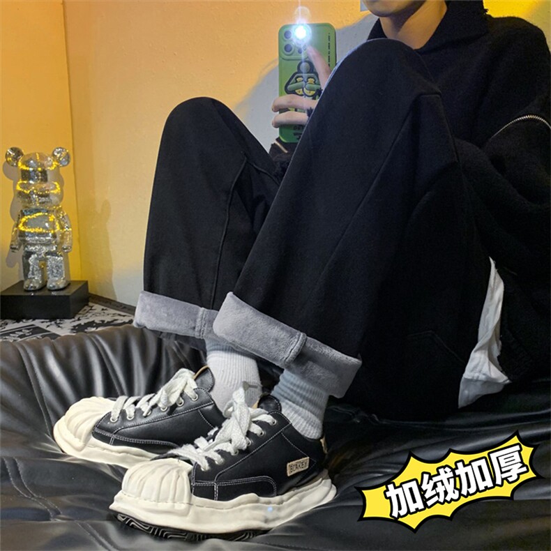 加绒加厚宽松牛仔裤男百搭直筒阔腿长裤A080-9291-常规P35加绒P45,男装牛仔裤,电商A080